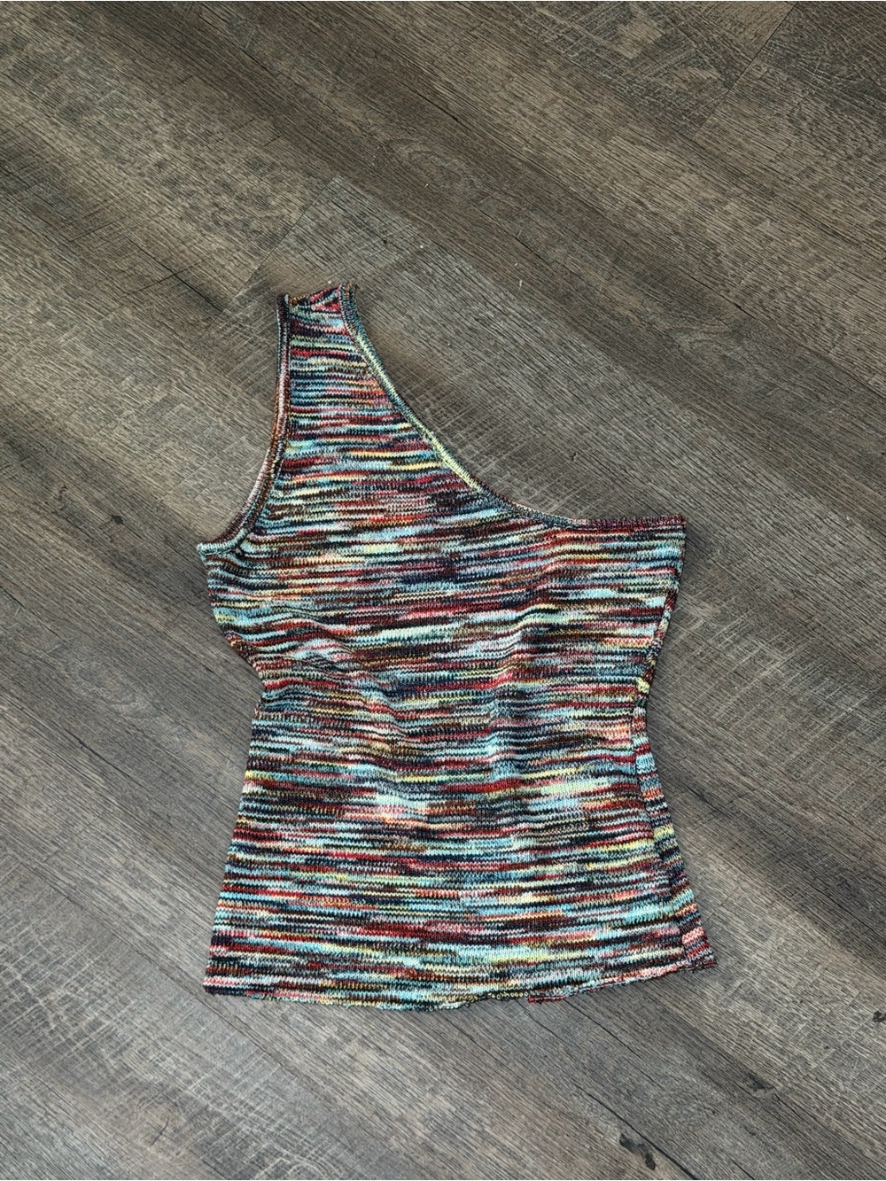 One-Shoulder Multicolor Knit Halter Top
